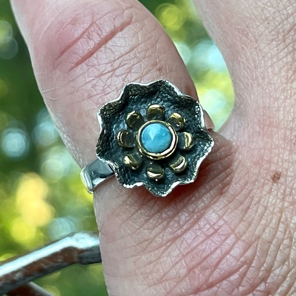 Smithsonite Two-Tone Solid 925 Sterling Silver Ri… - image 6